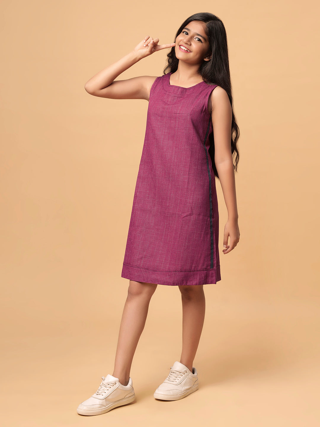 TeenTrums Girls Woven Shift Dress-Red