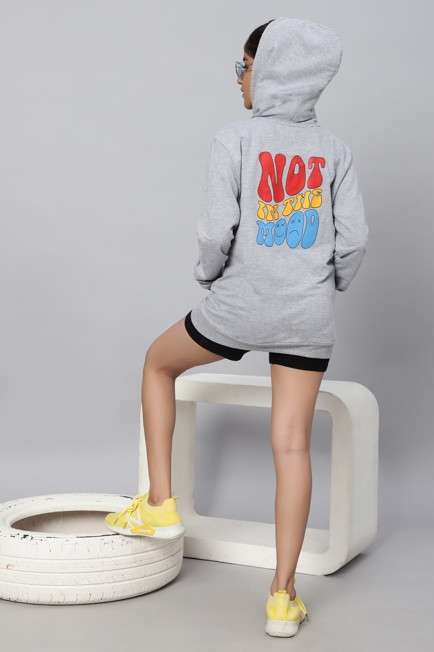 TeenTrums Girls Sweatshirt - Not in the mood - Ecru/Grey Mélange