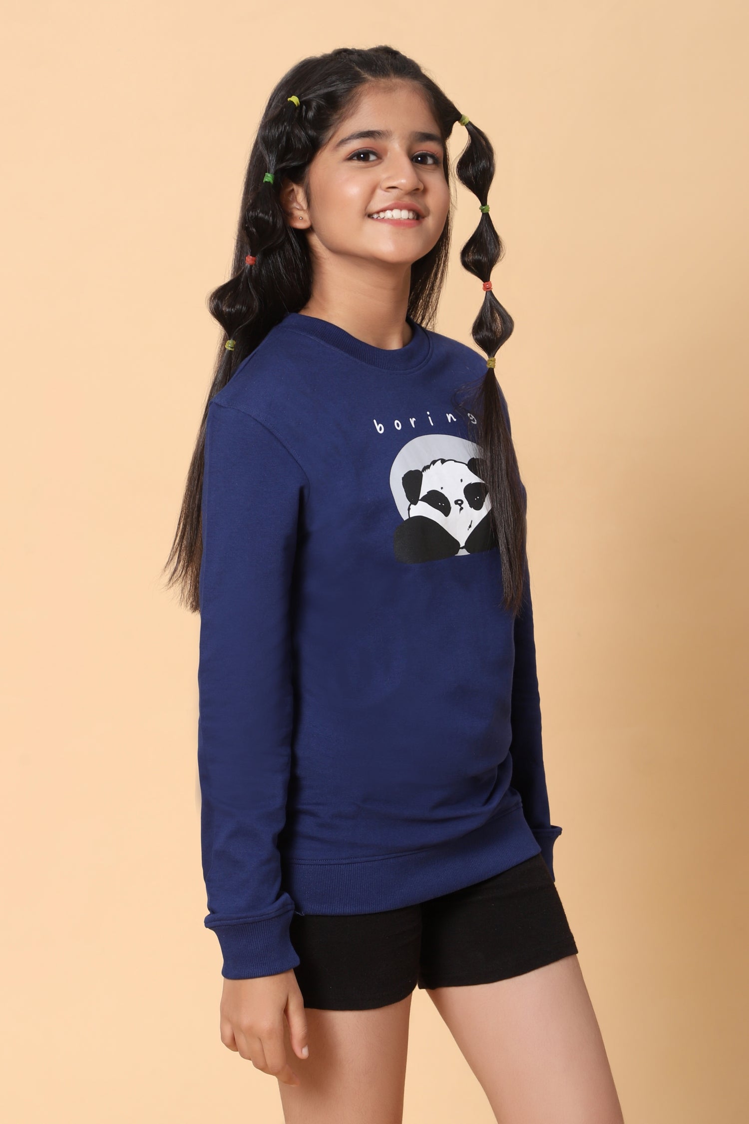 TeenTrums Girls Sweat top - Boring panda - Navy