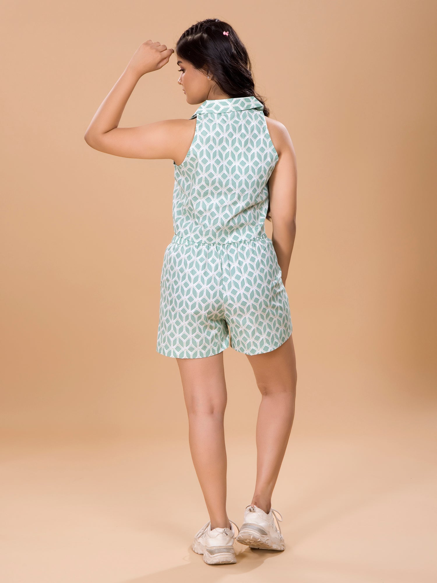 Girls Geometric Print Co-Ord Set - Mint
