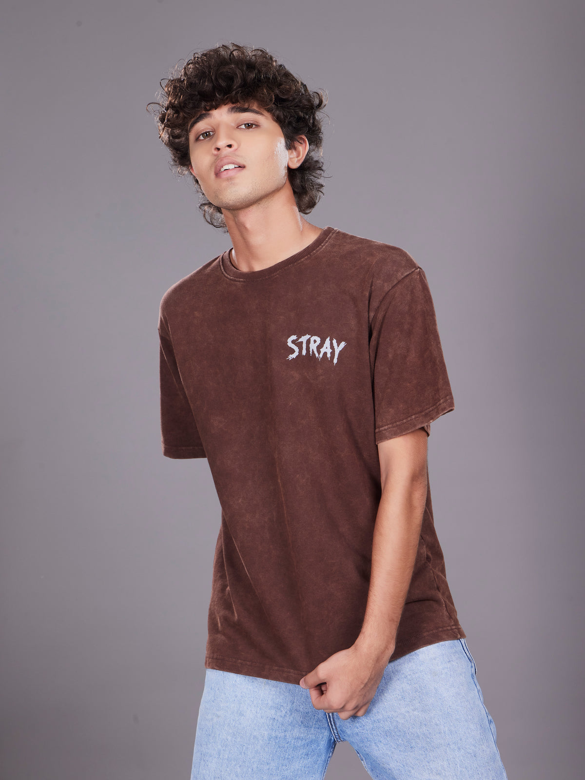 TeenTrums Boys Washed Graphic T-shirt - Brown