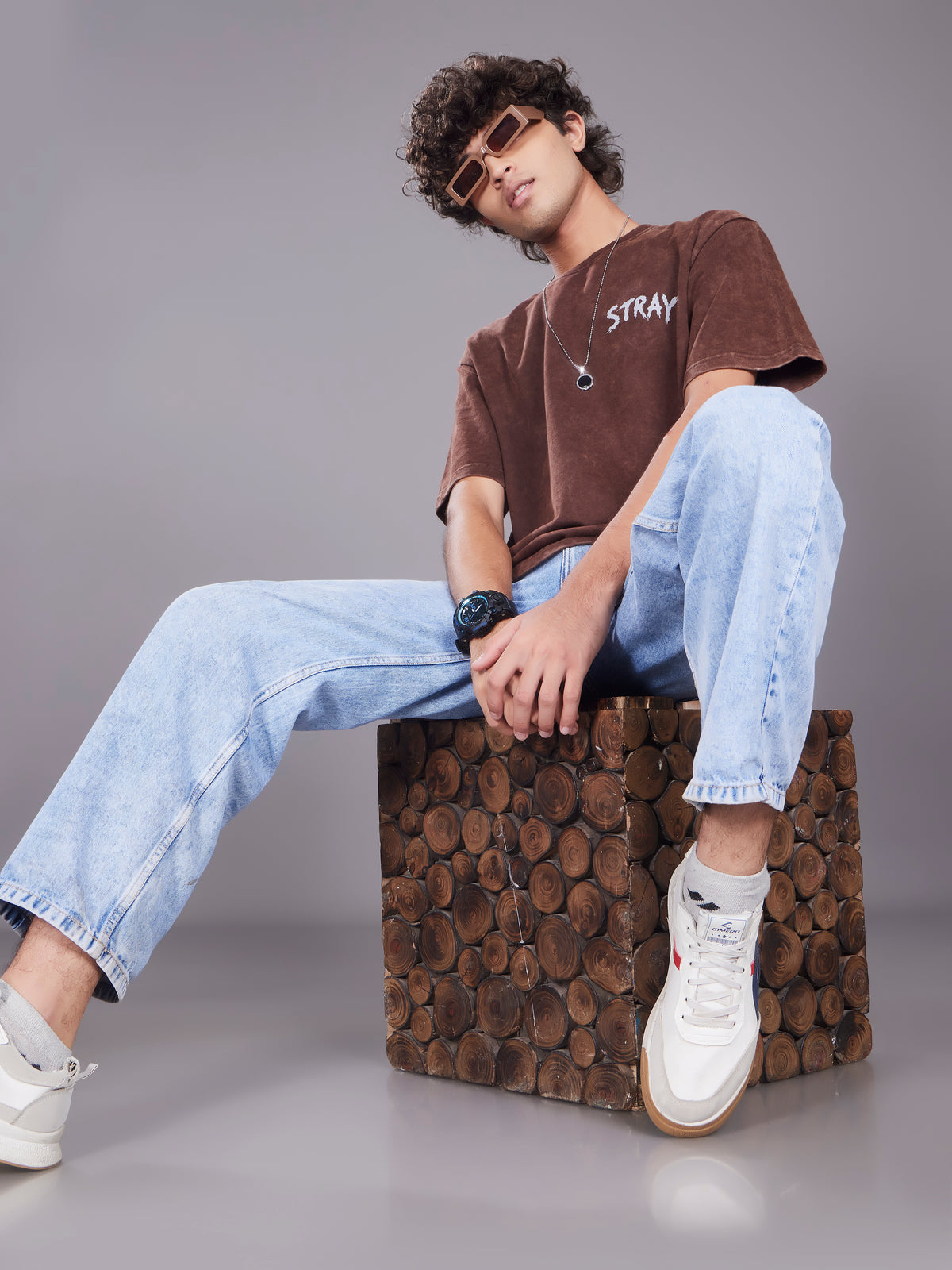 TeenTrums Boys Washed Graphic T-shirt - Brown