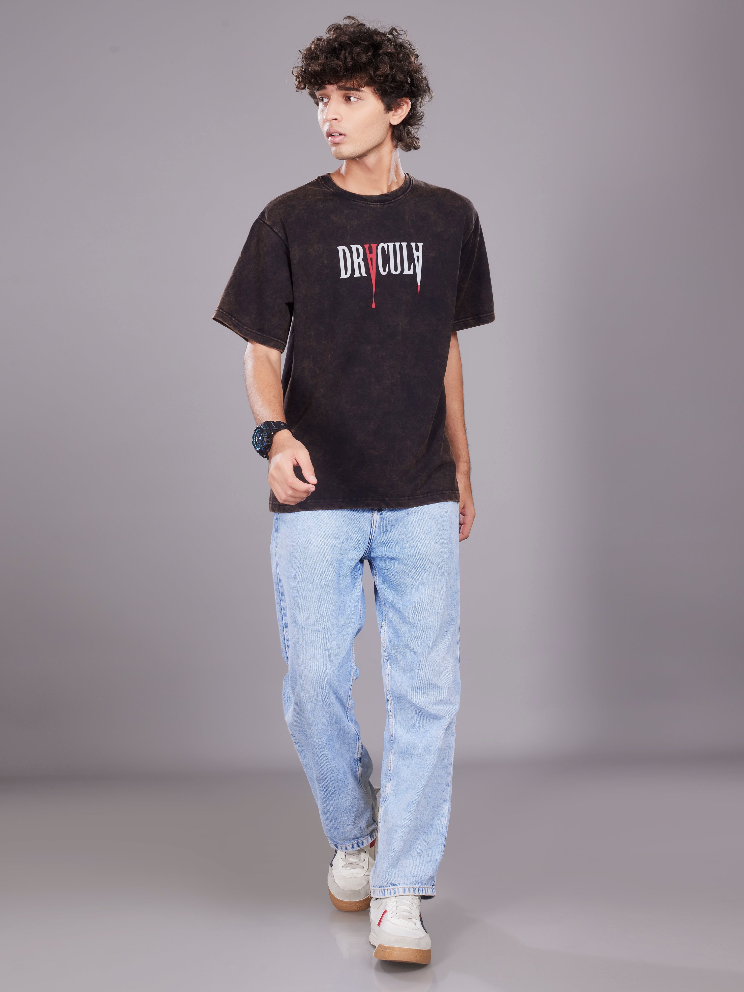 TeenTrums Boys Washed Graphic T-shirt - Black