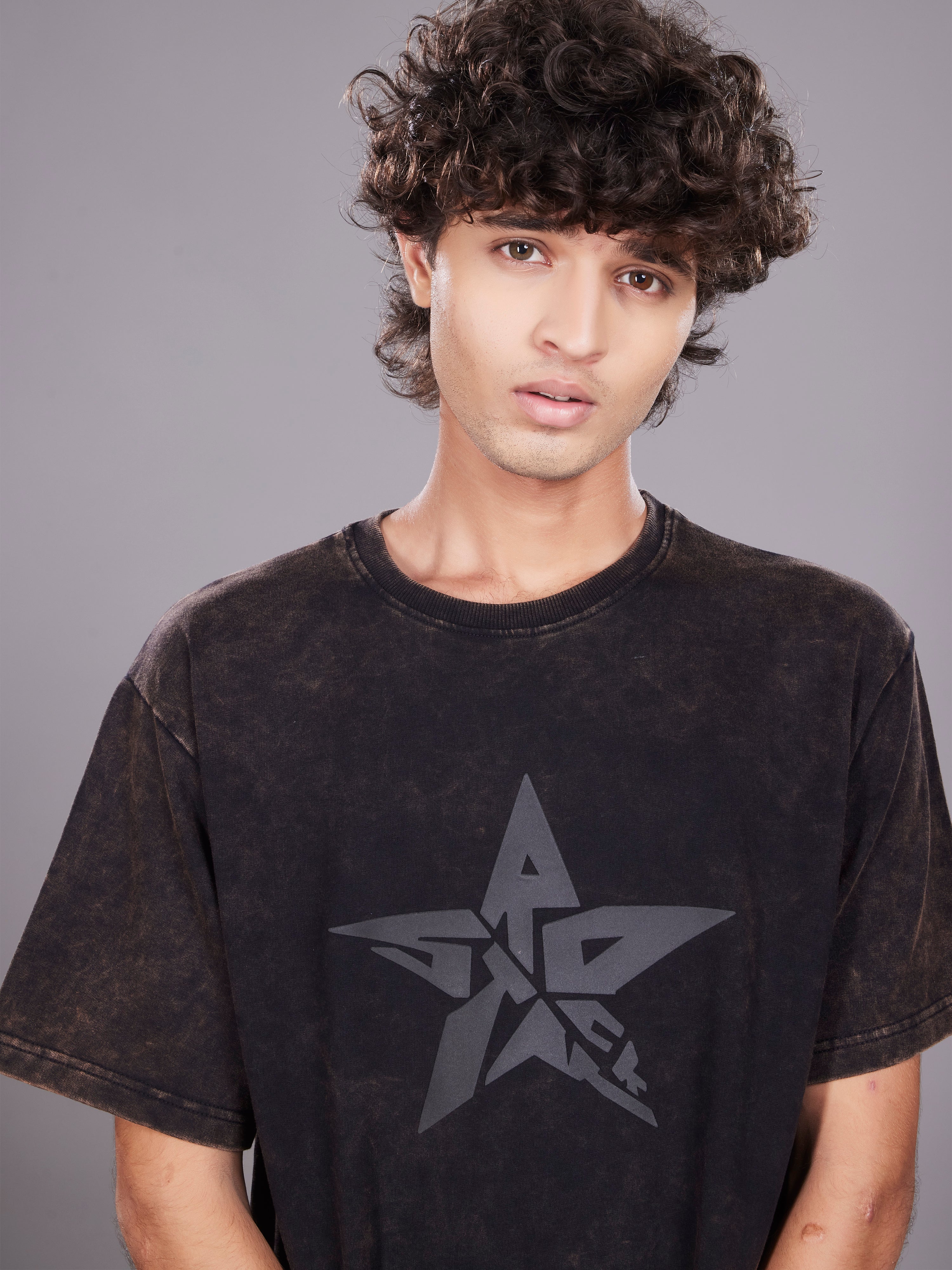 TeenTrums Boys Washed Graphic T-shirt - Black