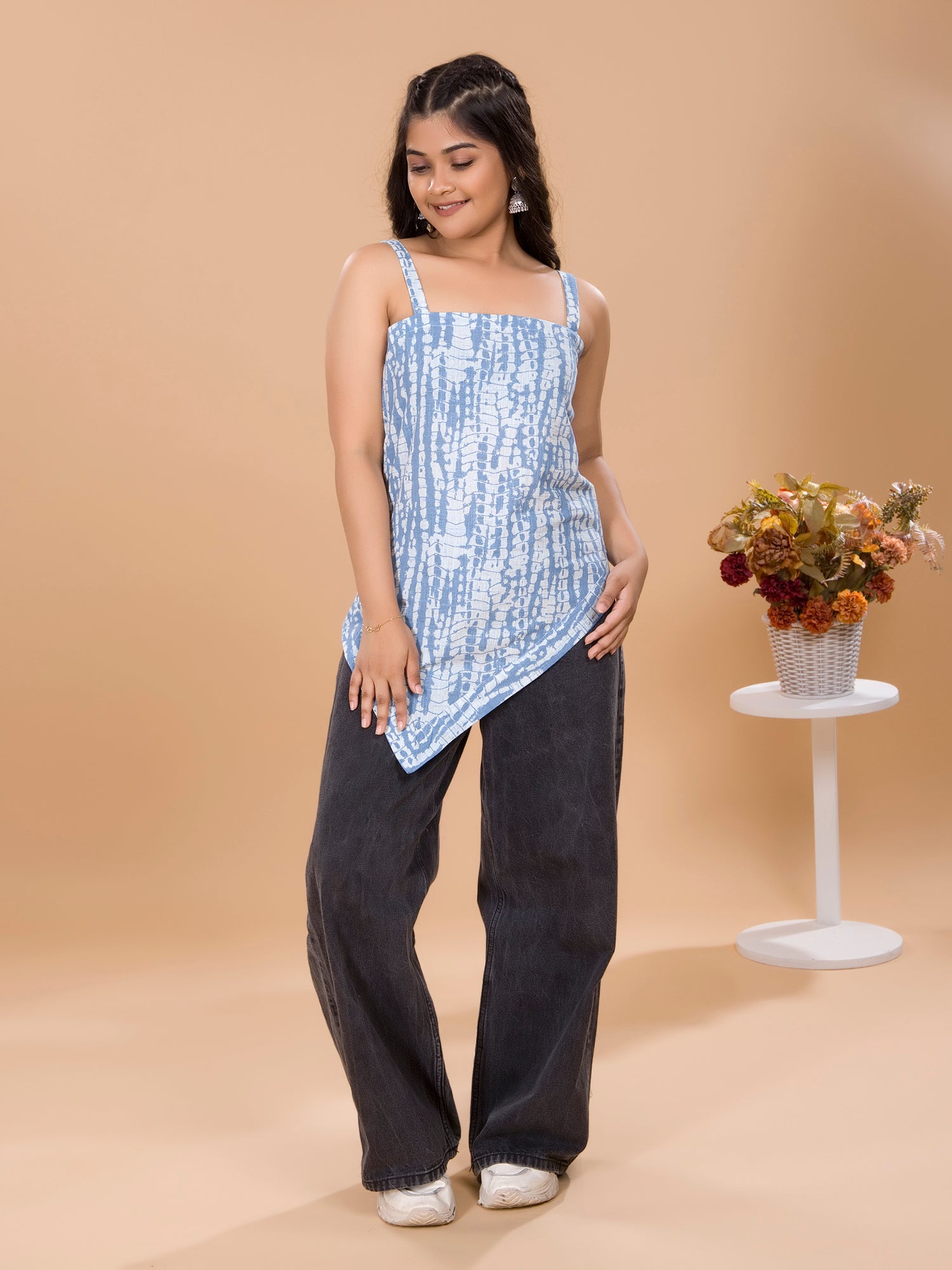 Girls Tie-Dye Short Kurti - Blue