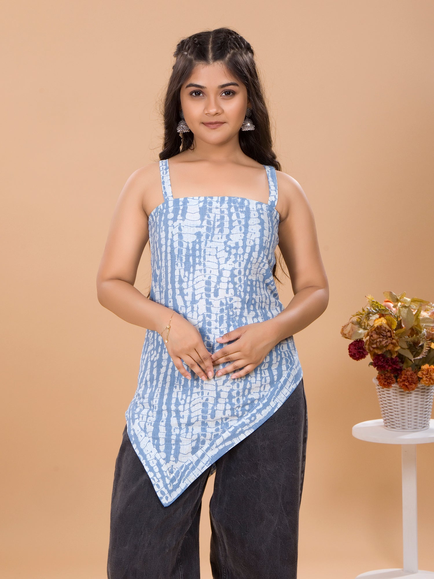 Girls Tie-Dye Short Kurti - Blue
