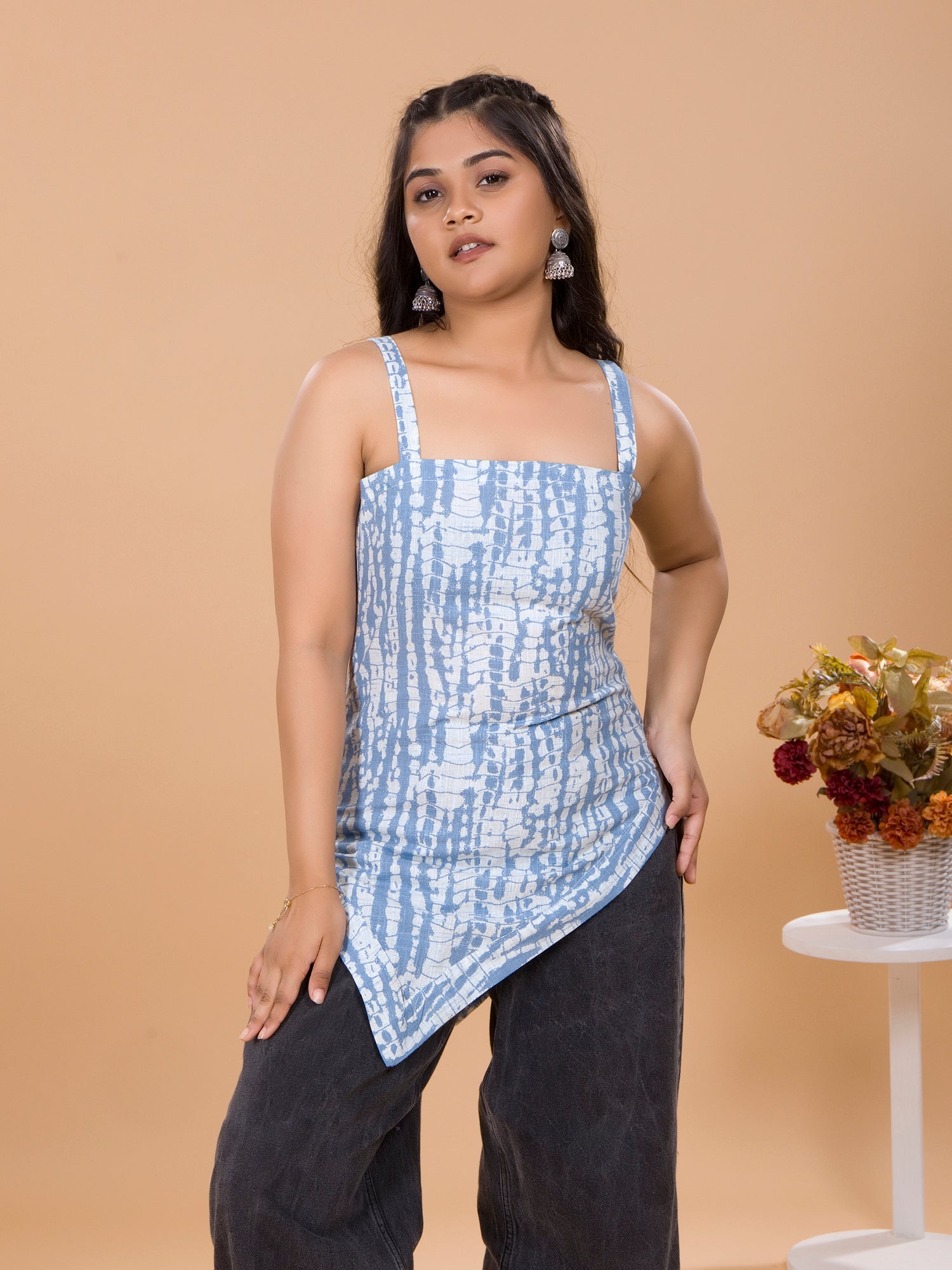 Girls Tie-Dye Short Kurti - Blue