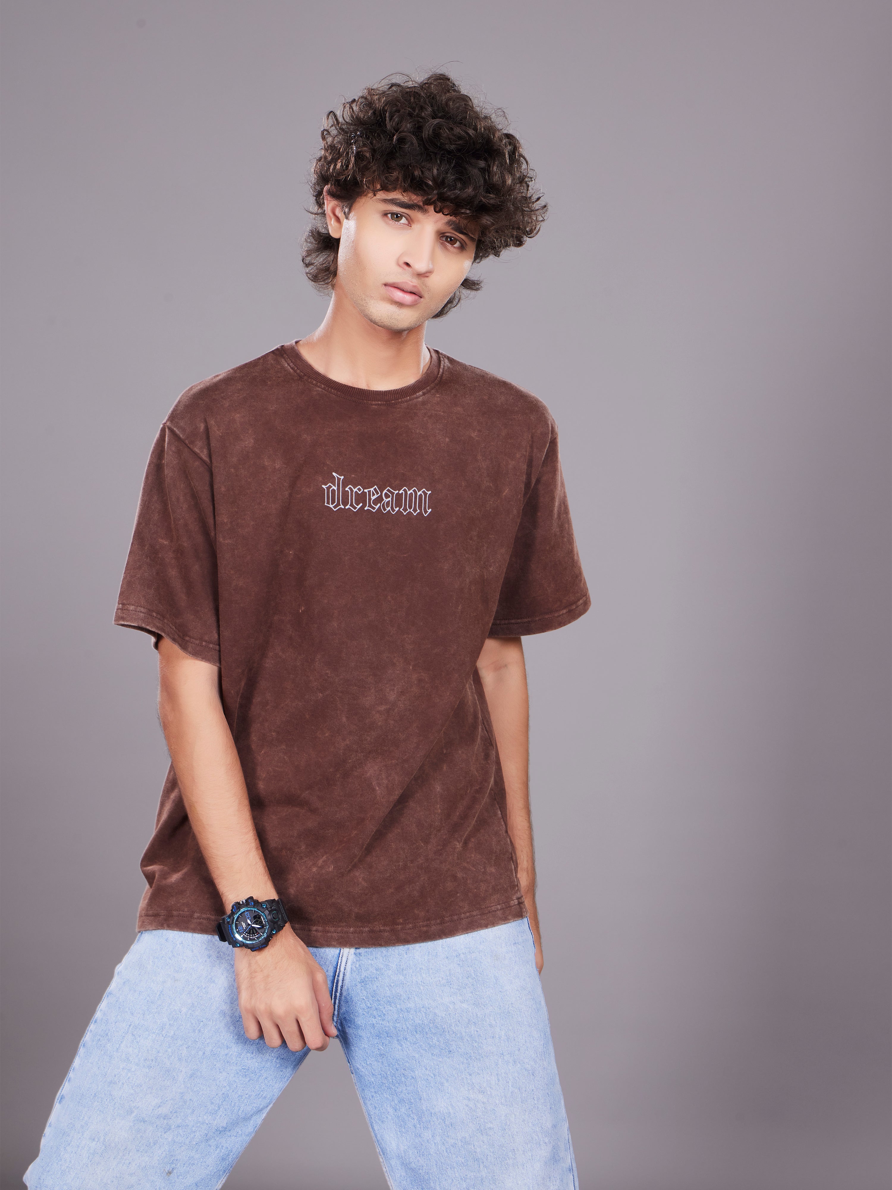 TeenTrums Boys Washed Graphic T-shirt - Brown