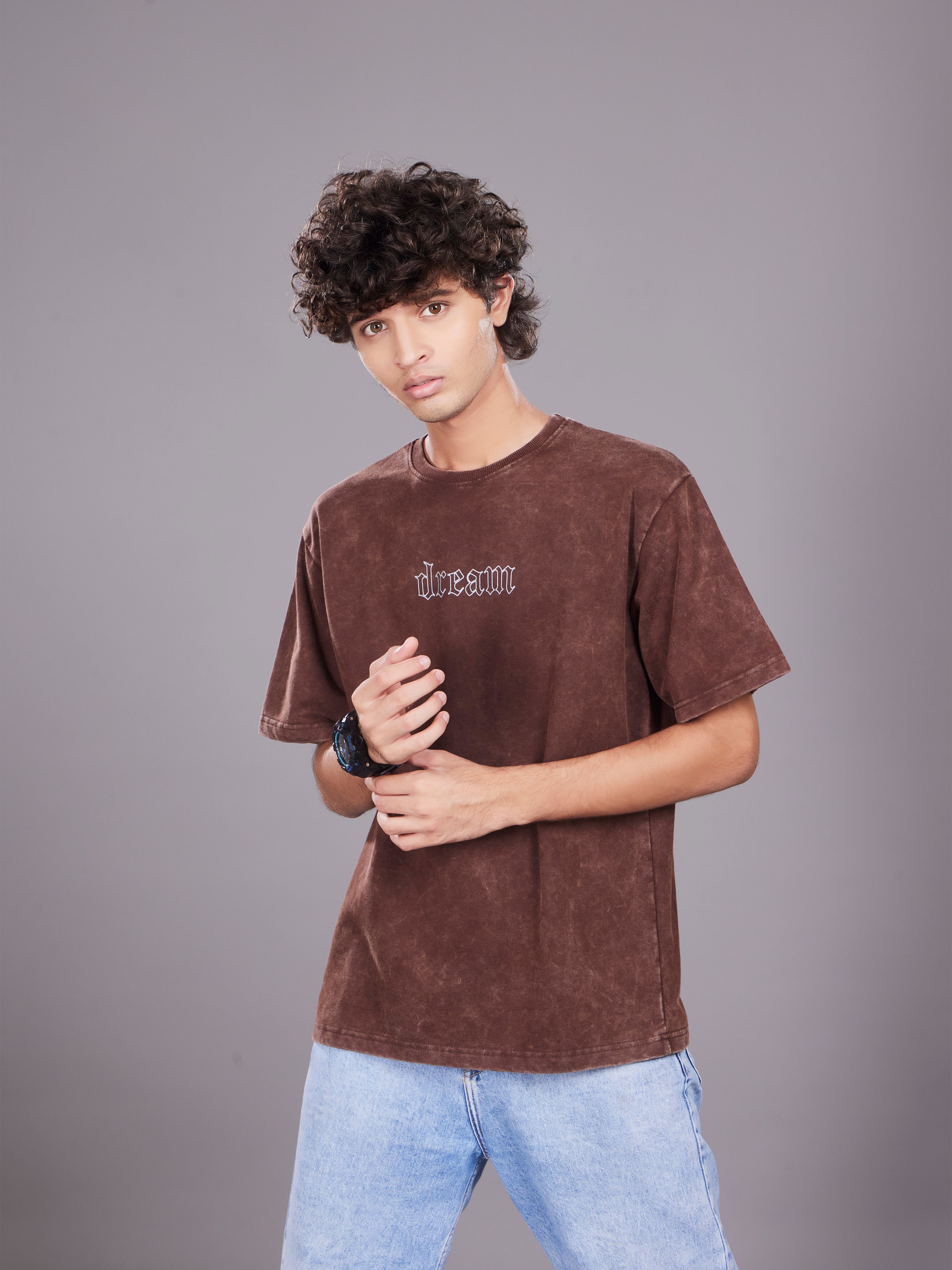 TeenTrums Boys Washed Graphic T-shirt - Brown