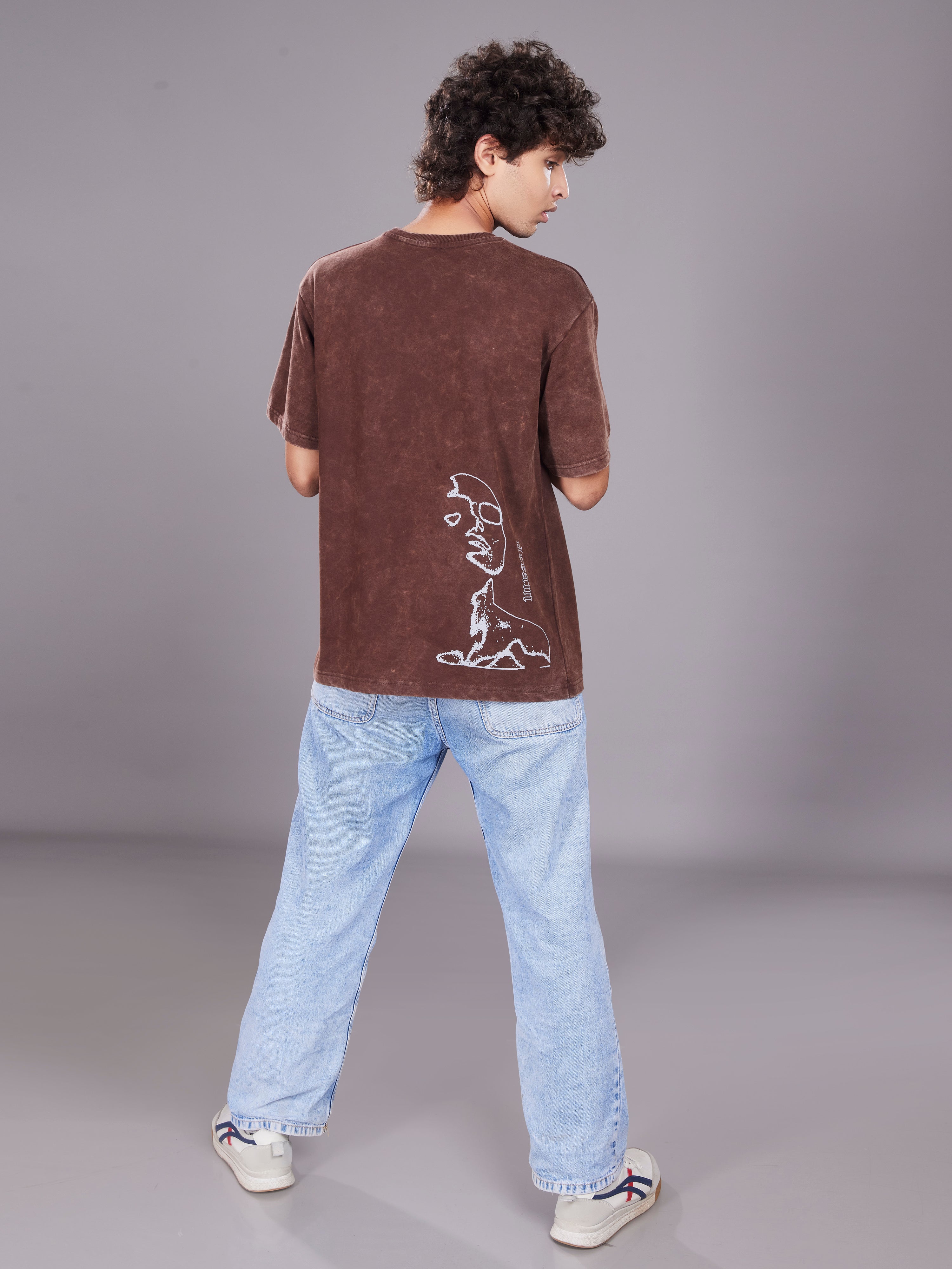 TeenTrums Boys Washed Graphic T-shirt - Brown