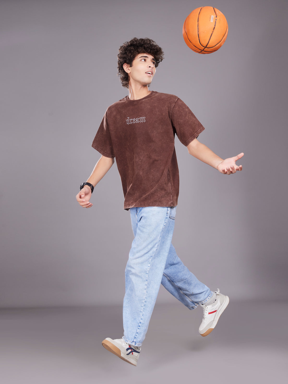 TeenTrums Boys Washed Graphic T-shirt - Brown