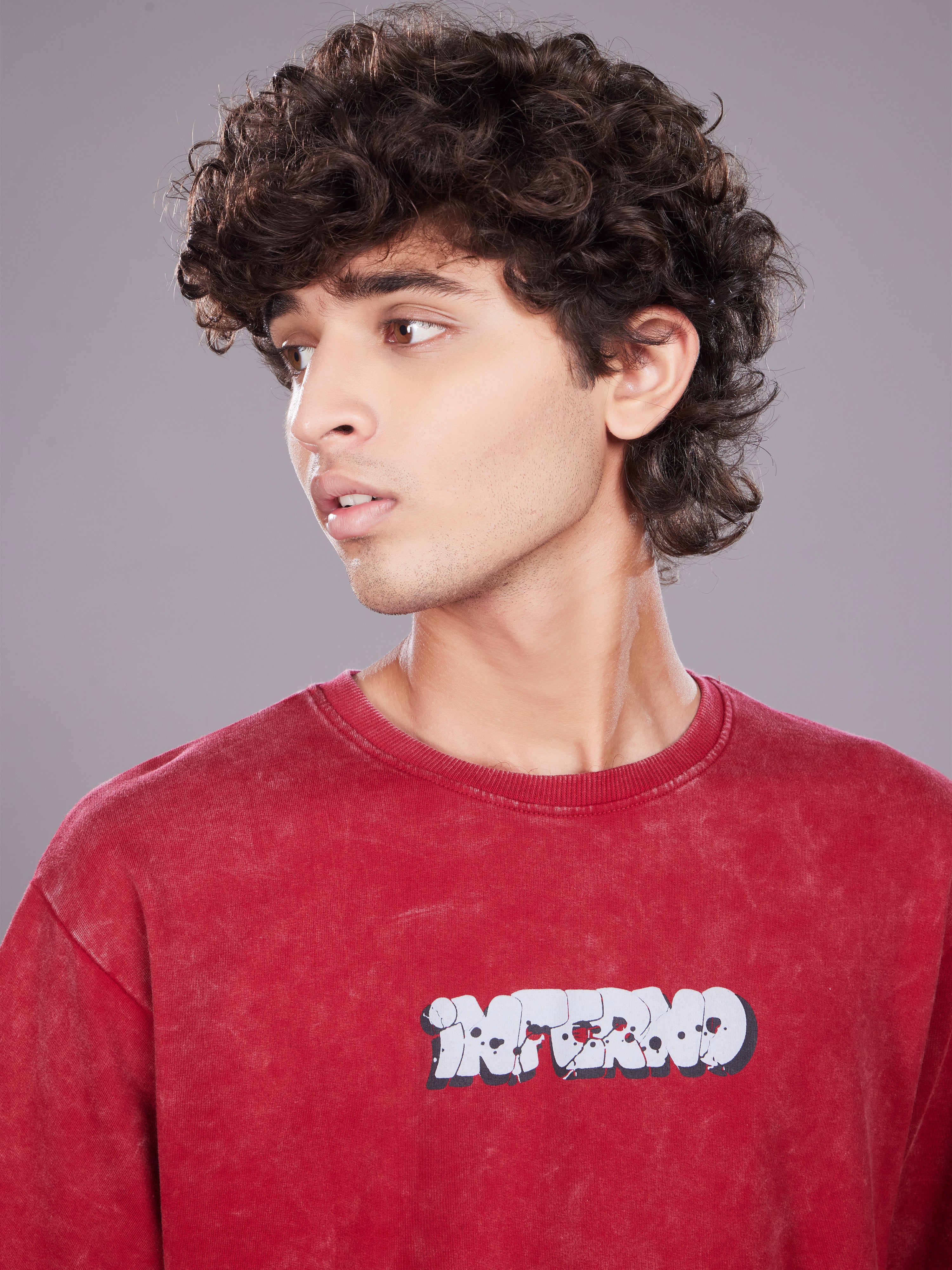 TeenTrums Boys Washed Graphic T-shirt - Red