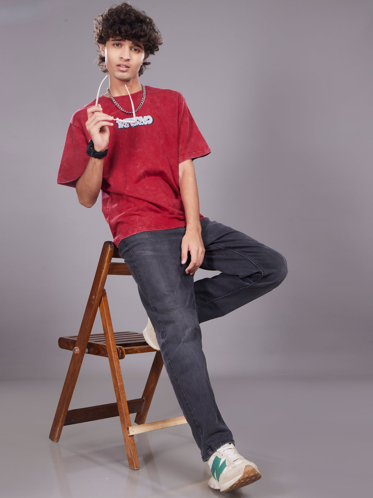 TeenTrums Boys Washed Graphic T-shirt - Red