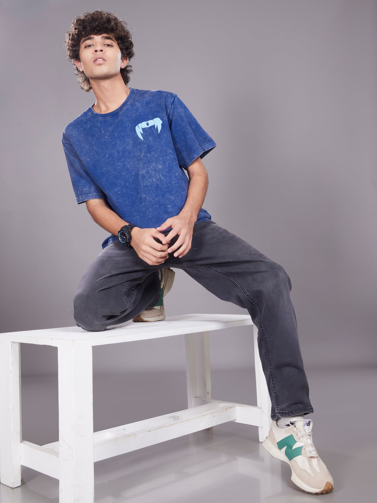TeenTrums Boys Washed Graphic T-shirt - Navy