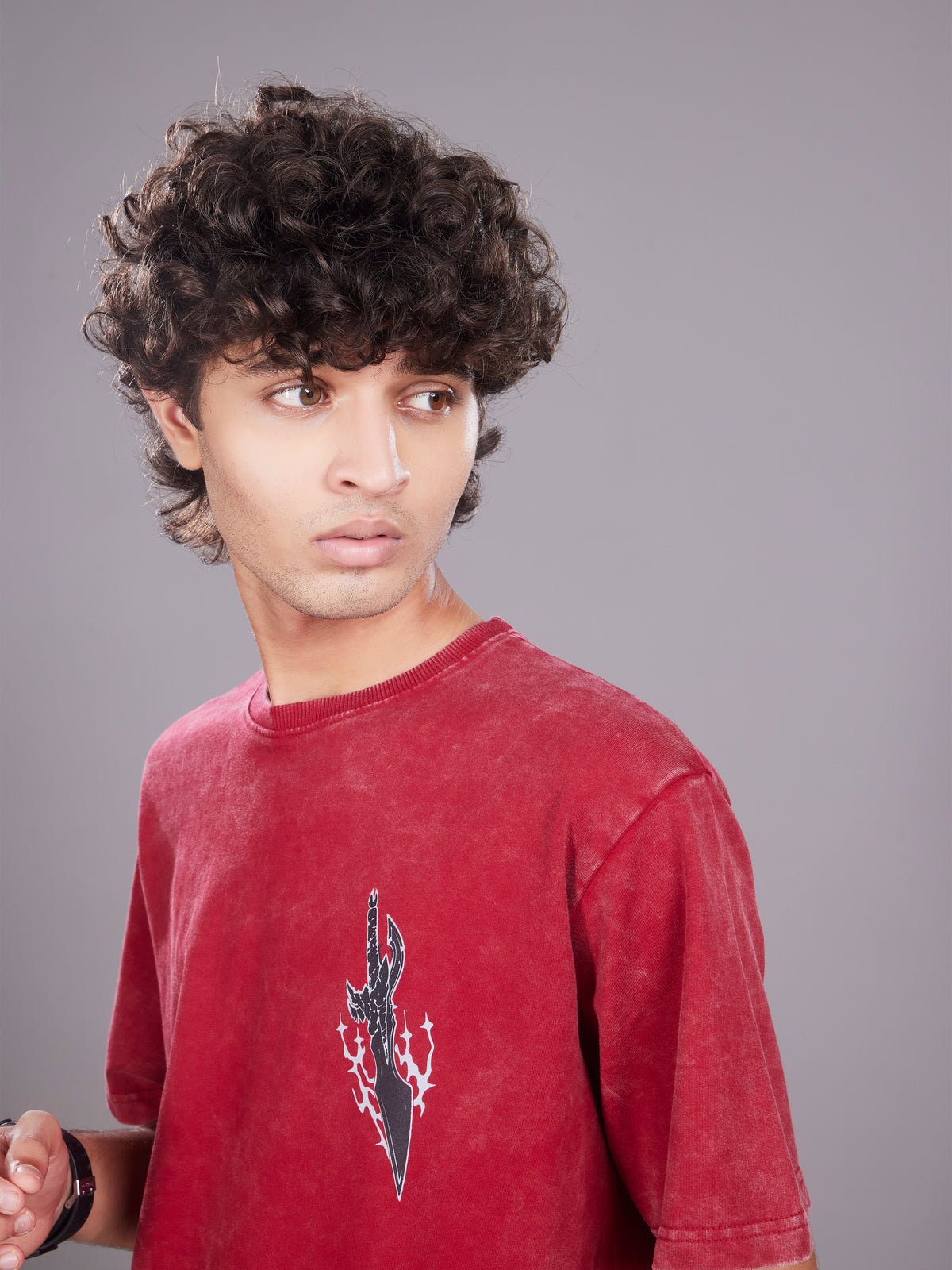 TeenTrums Boys Washed Graphic T-shirt - Red