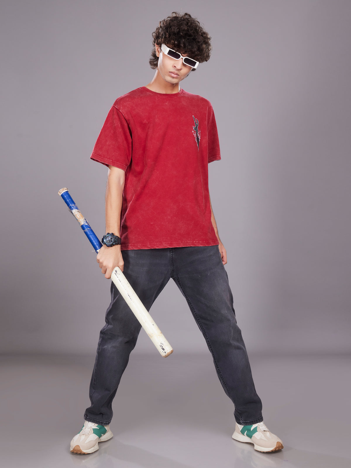 TeenTrums Boys Washed Graphic T-shirt - Red