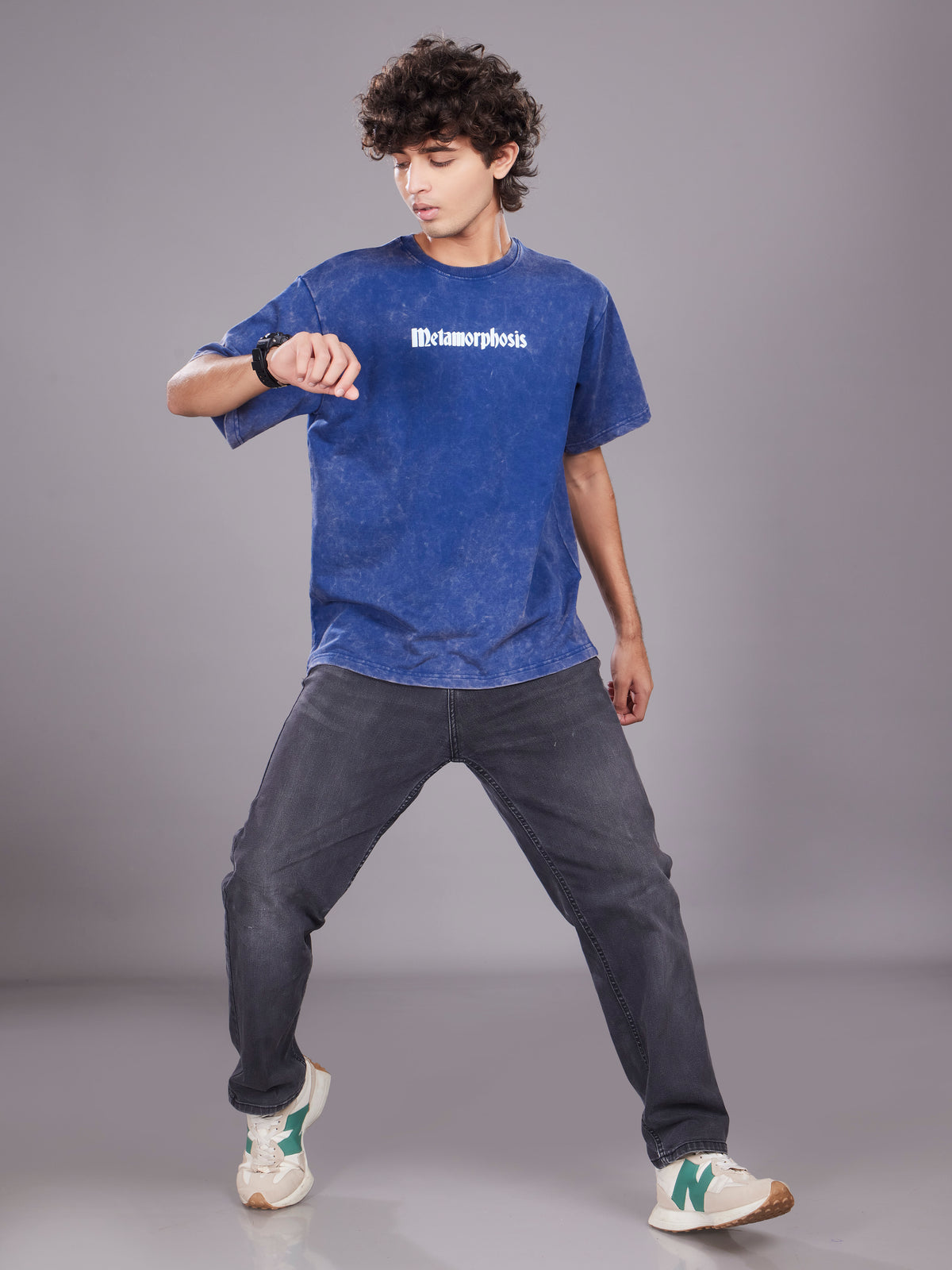TeenTrums Boys Washed Graphic T-shirt - Navy