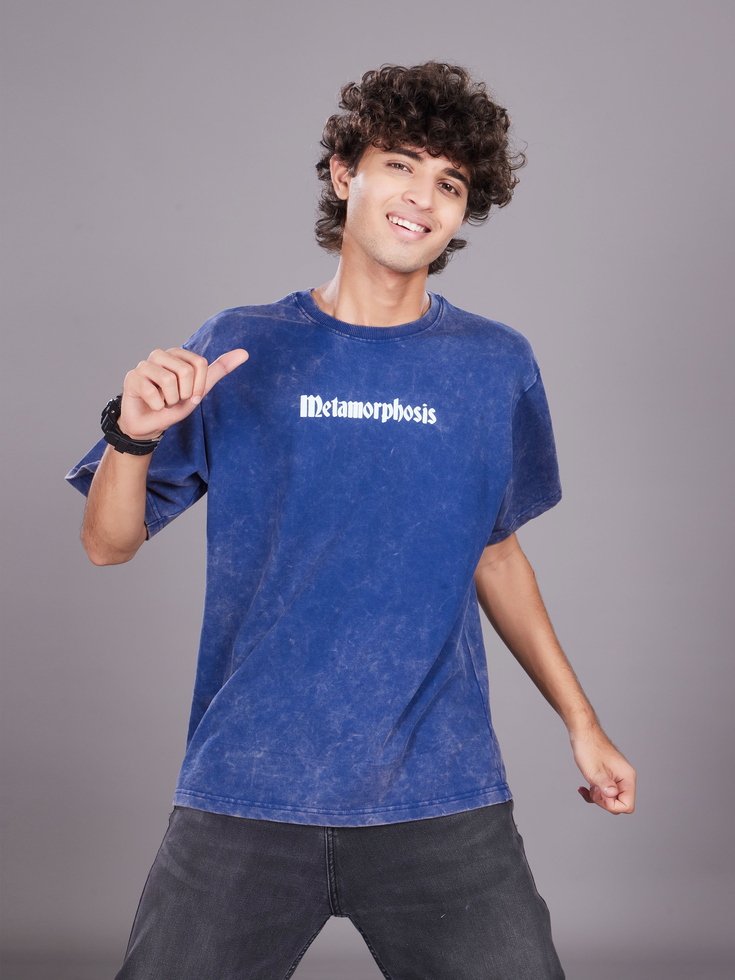 TeenTrums Boys Washed Graphic T-shirt - Navy