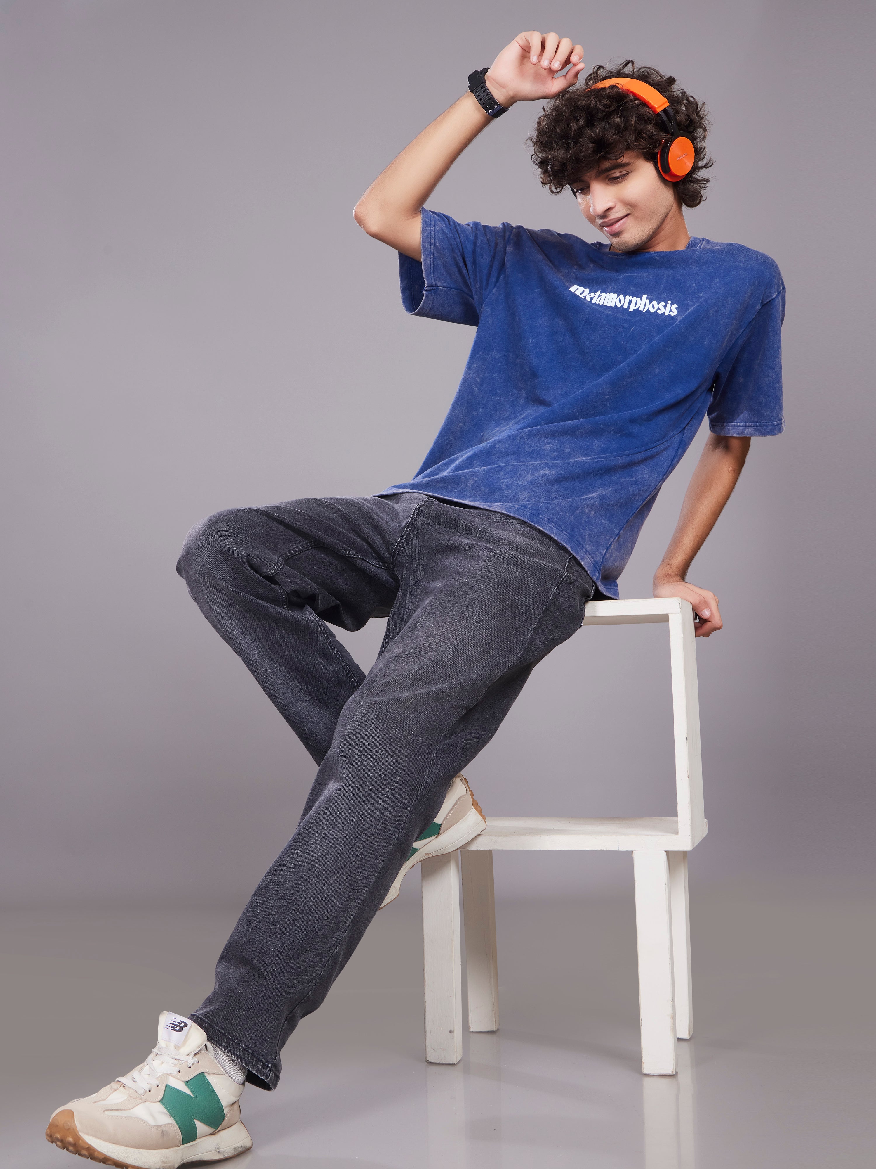 TeenTrums Boys Washed Graphic T-shirt - Navy