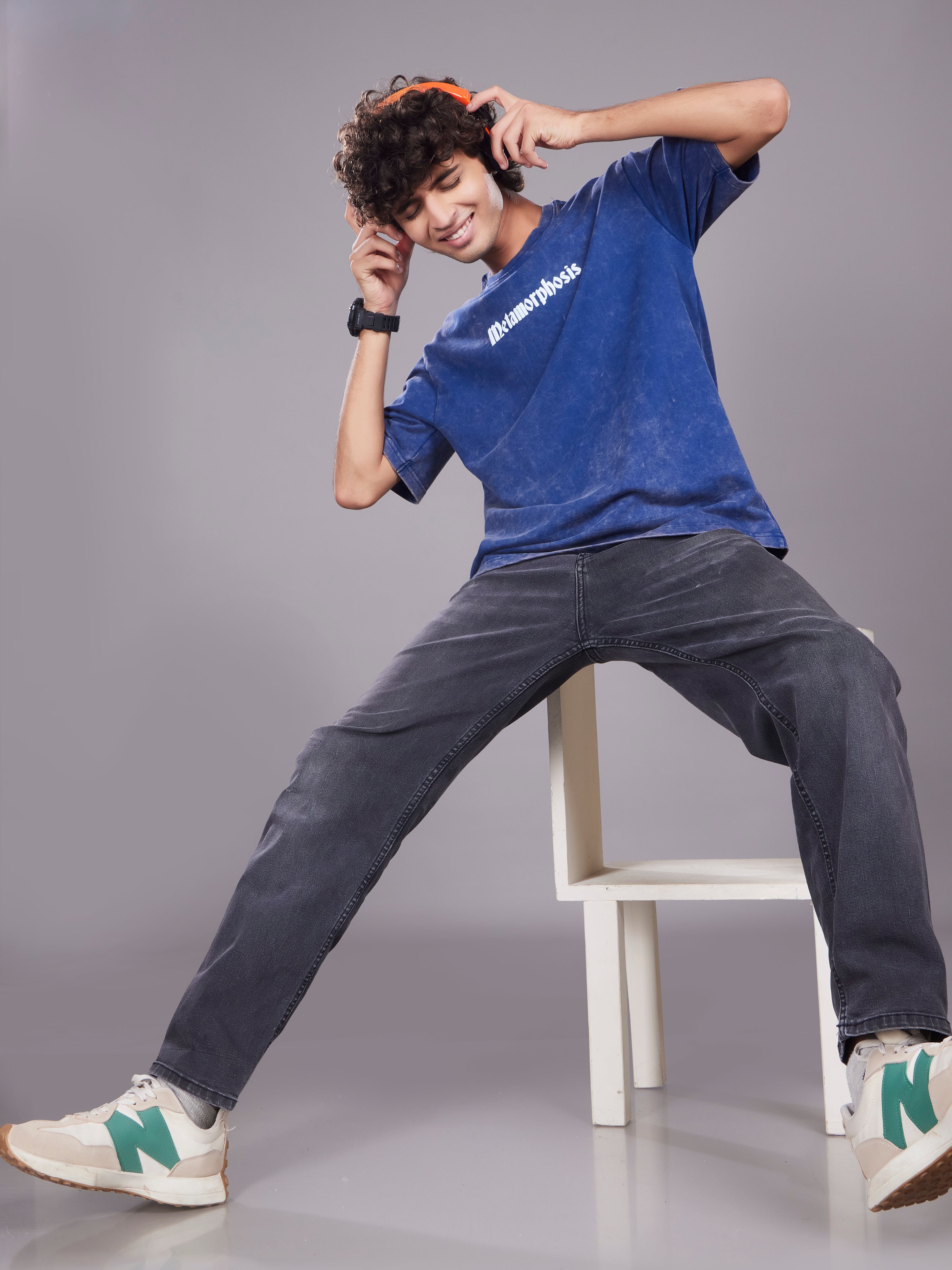 TeenTrums Boys Washed Graphic T-shirt - Navy