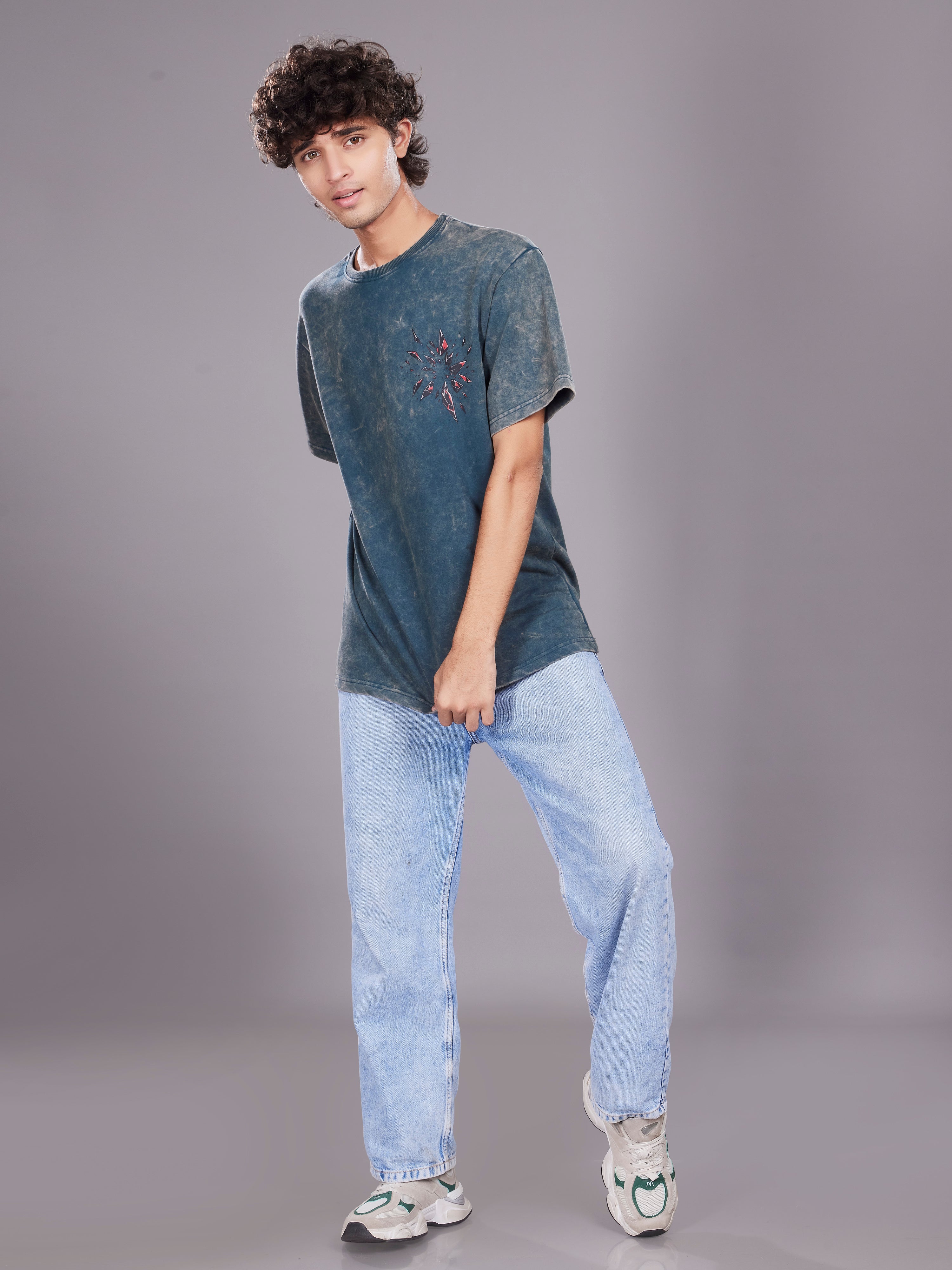 TeenTrums Boys Washed Graphic T-shirt - Olive