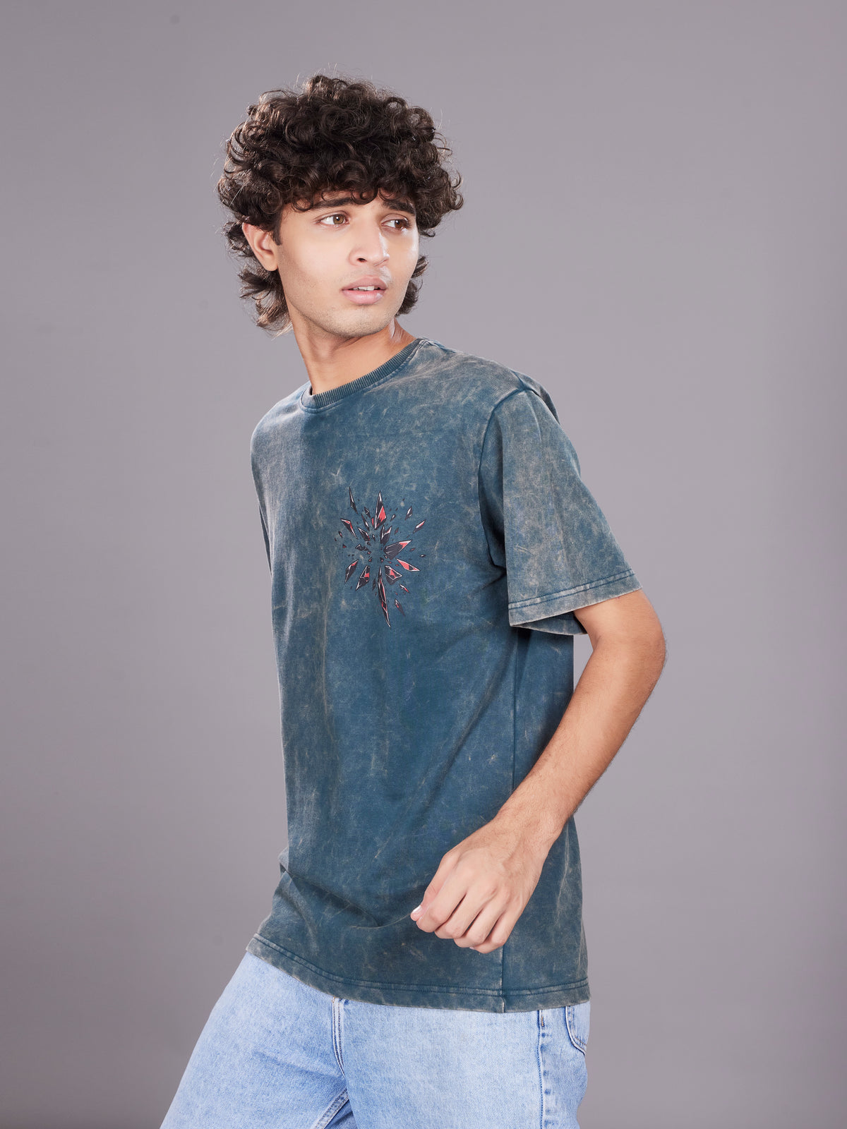 TeenTrums Boys Washed Graphic T-shirt - Olive