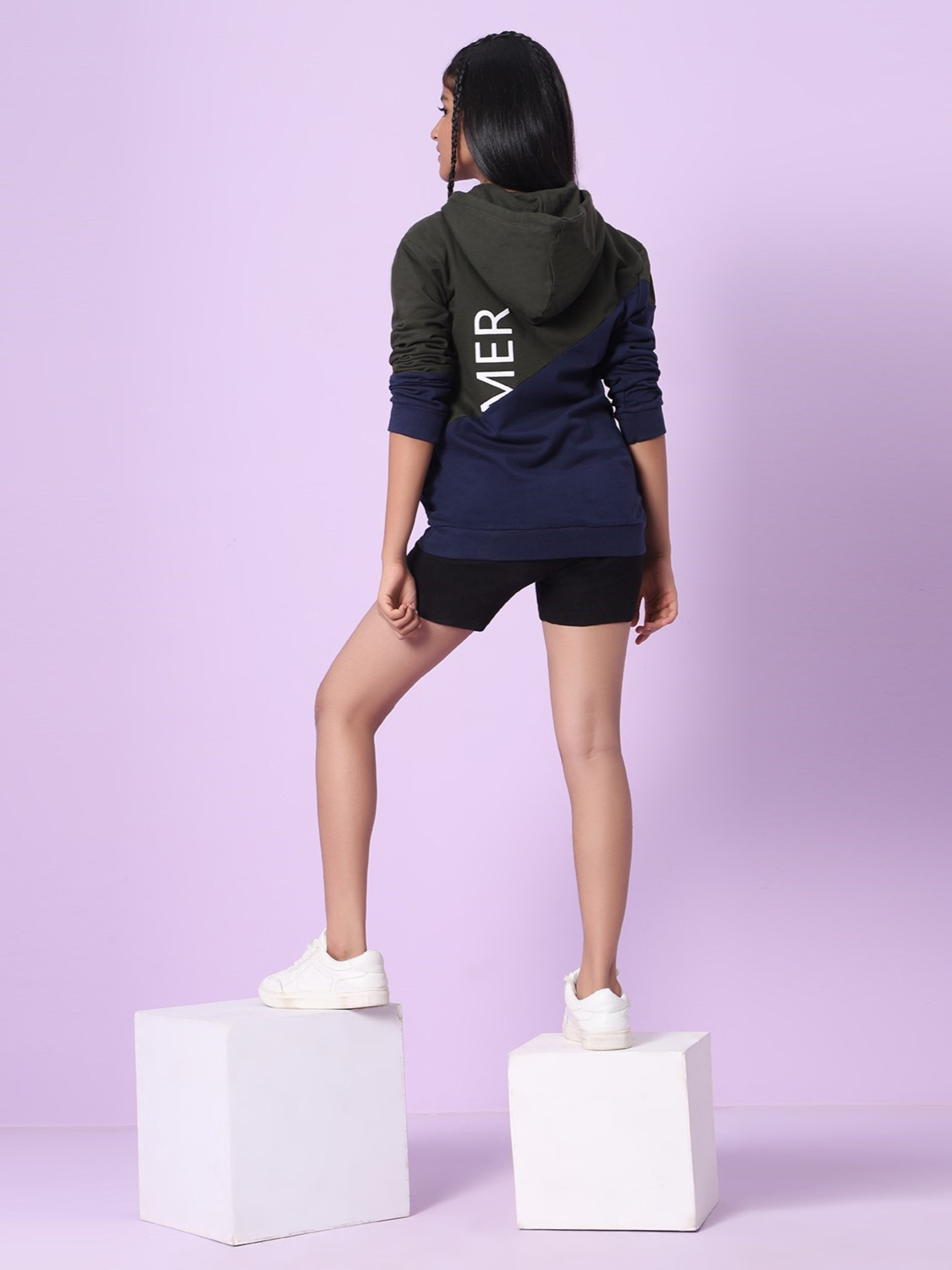 TeenTrums Unisex Sweatshirt with half on half pattern - Dreamer - Navy & Olive