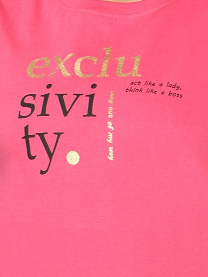 Graphic Print T-Shirt-Pink/Blue