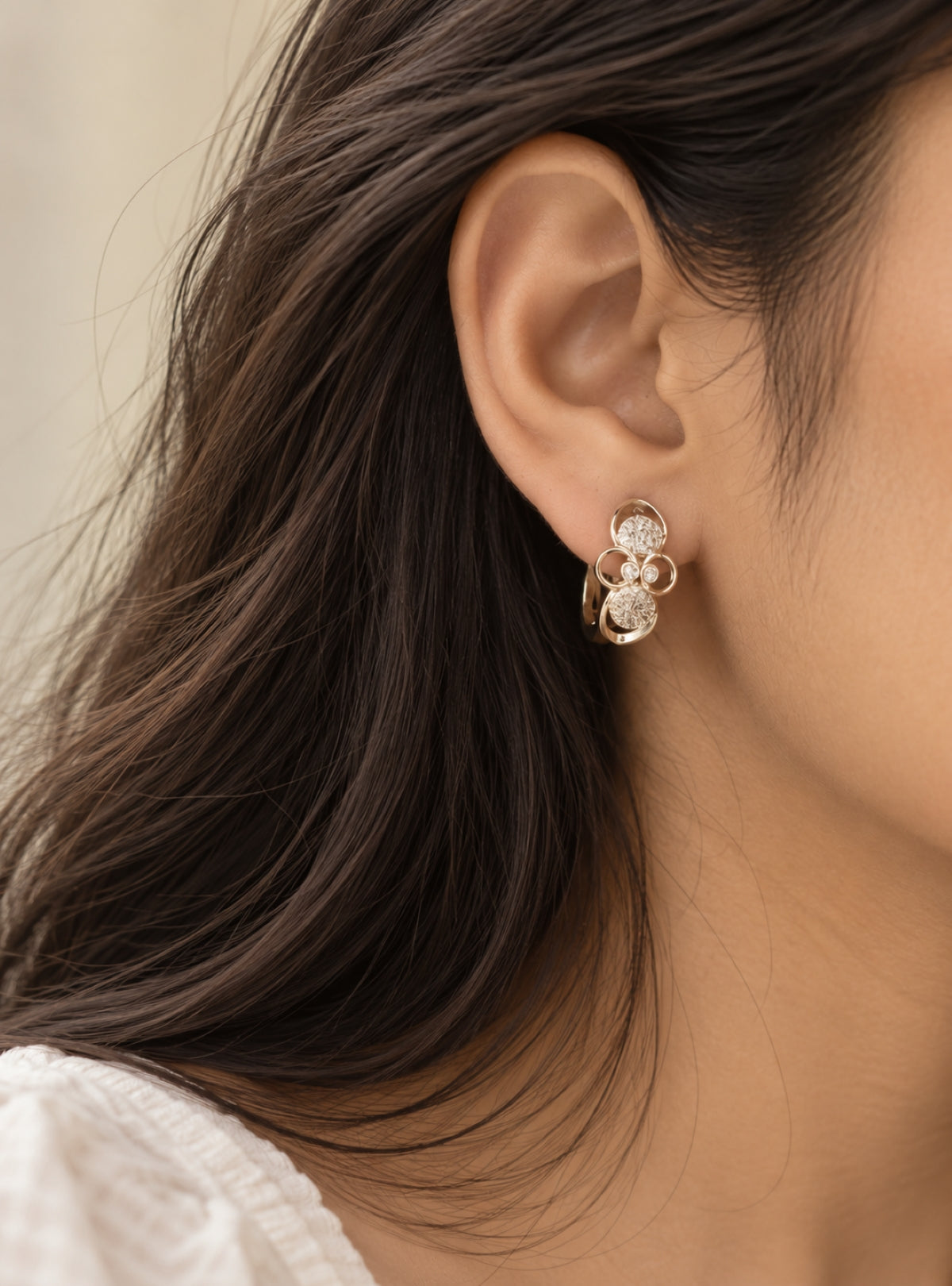 Gold Crystal Earrings- Circles