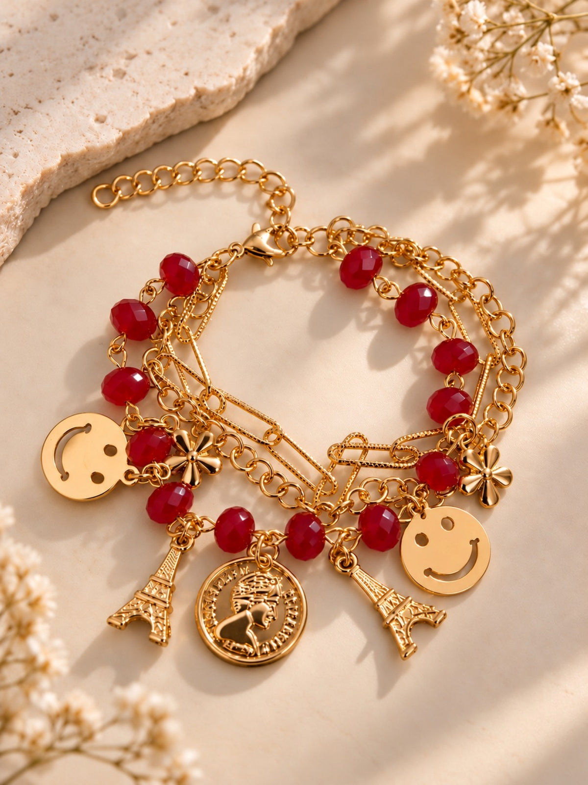 Girls Multi Layered Bracelet - Red