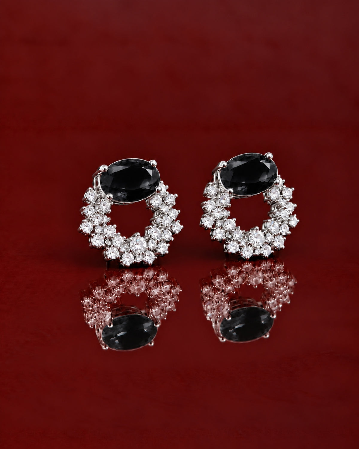 Crystal Hoop Earrings- Black