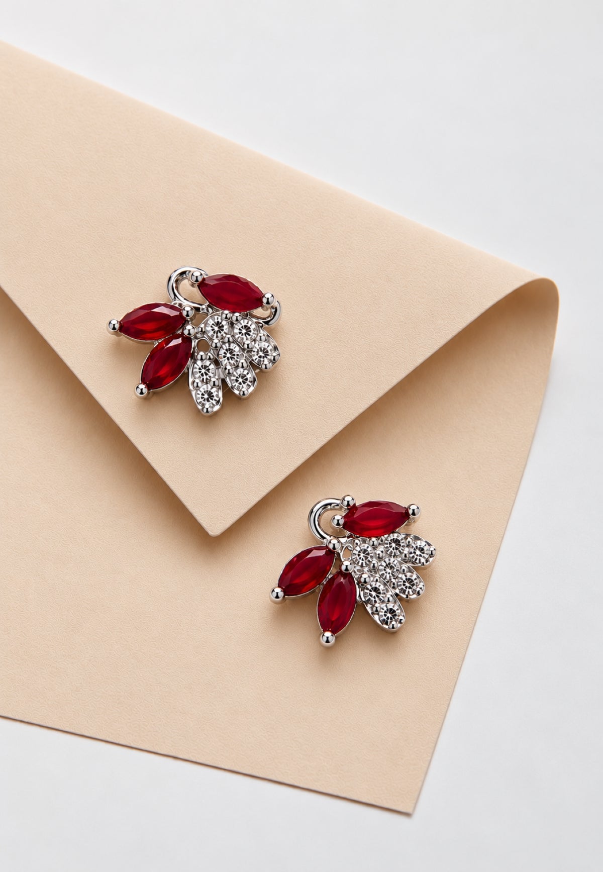 Crystal Cascade Earrings- Red
