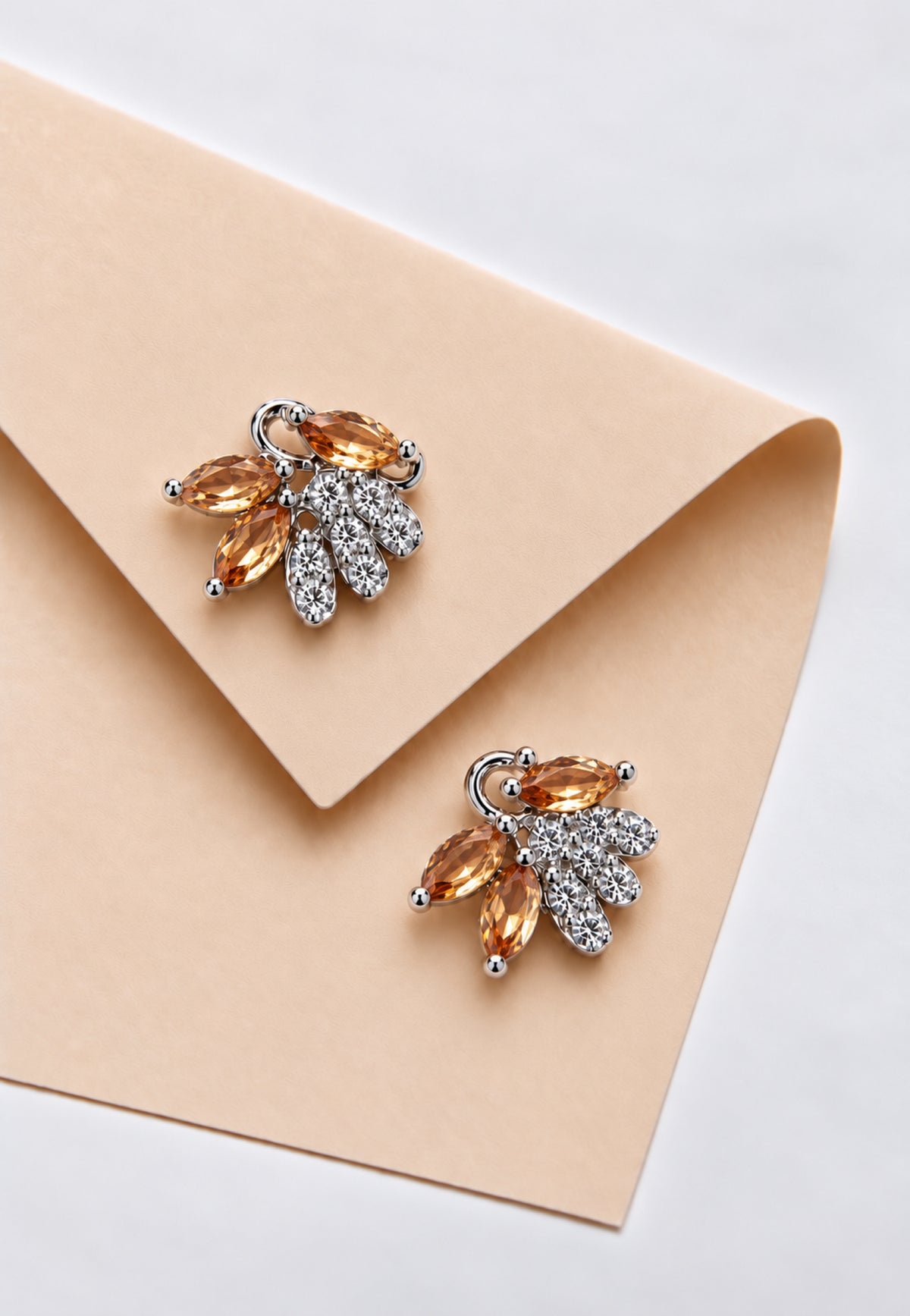 Crystal Cascade Earrings- Peach