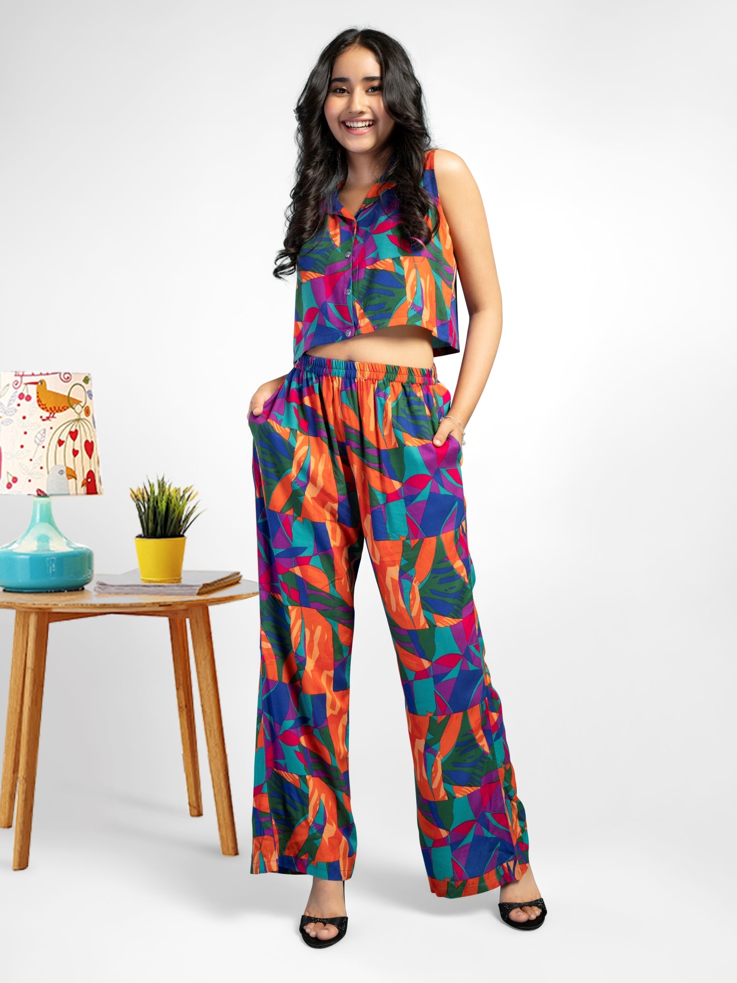 Pop-up color Print Co-ord Set-Multi