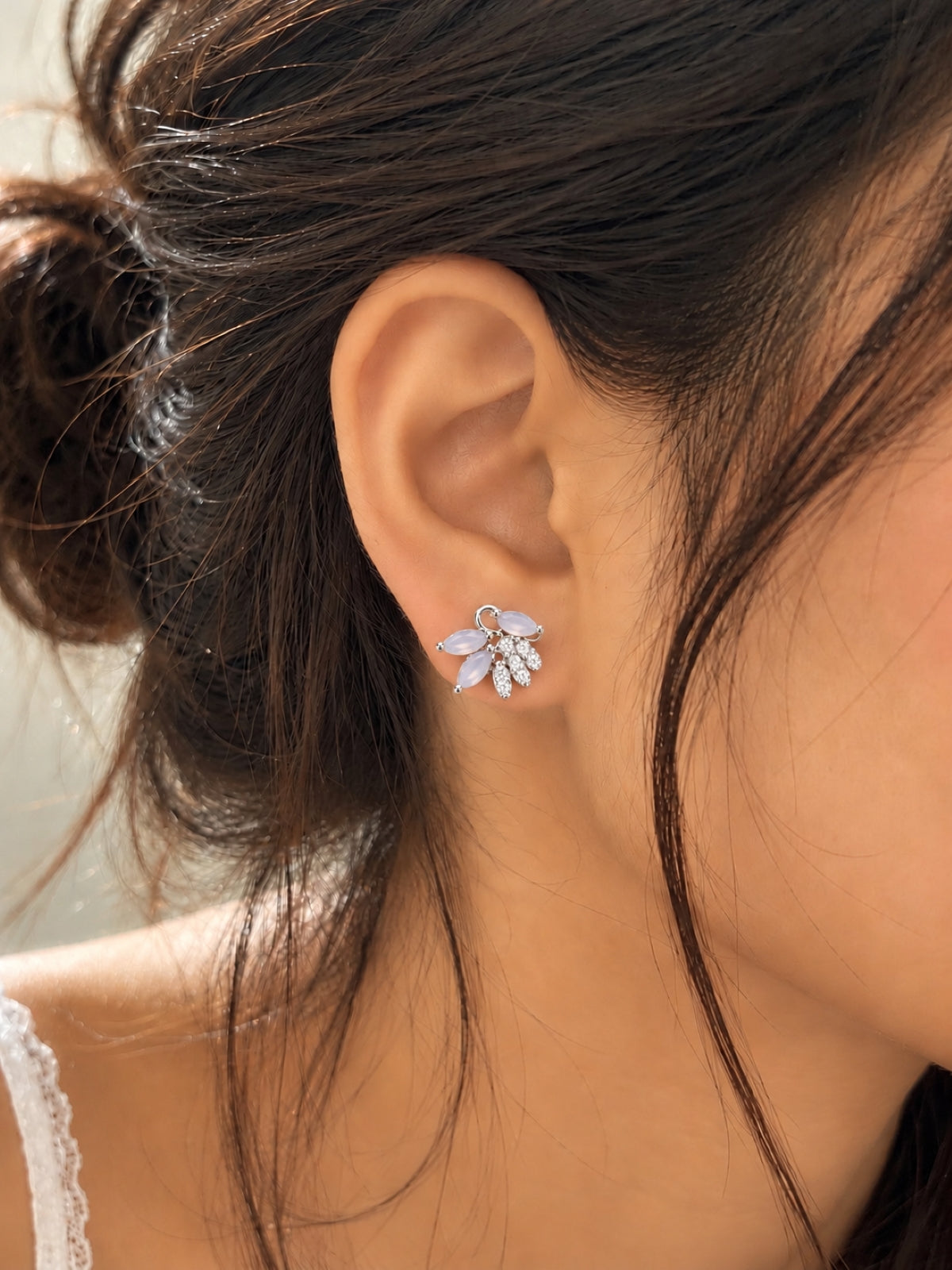 Crystal Cascade Earrings- Lavender