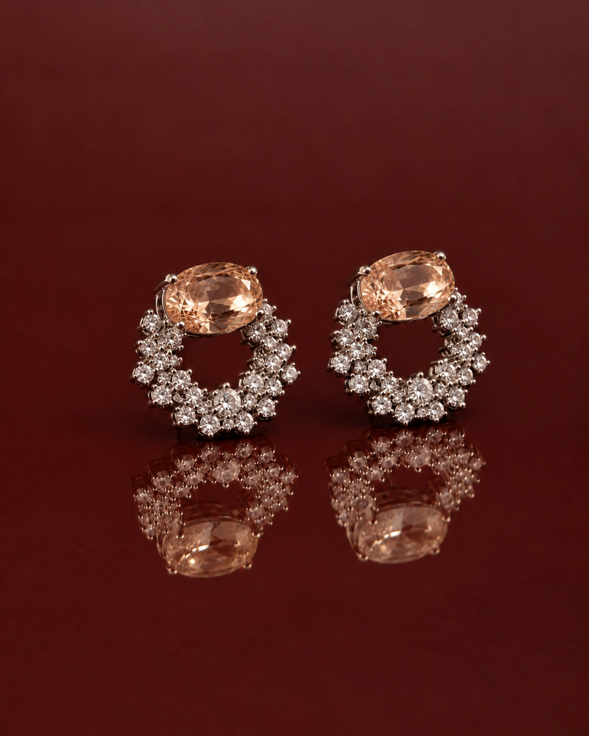 Crystal Hoop Earrings- Peach