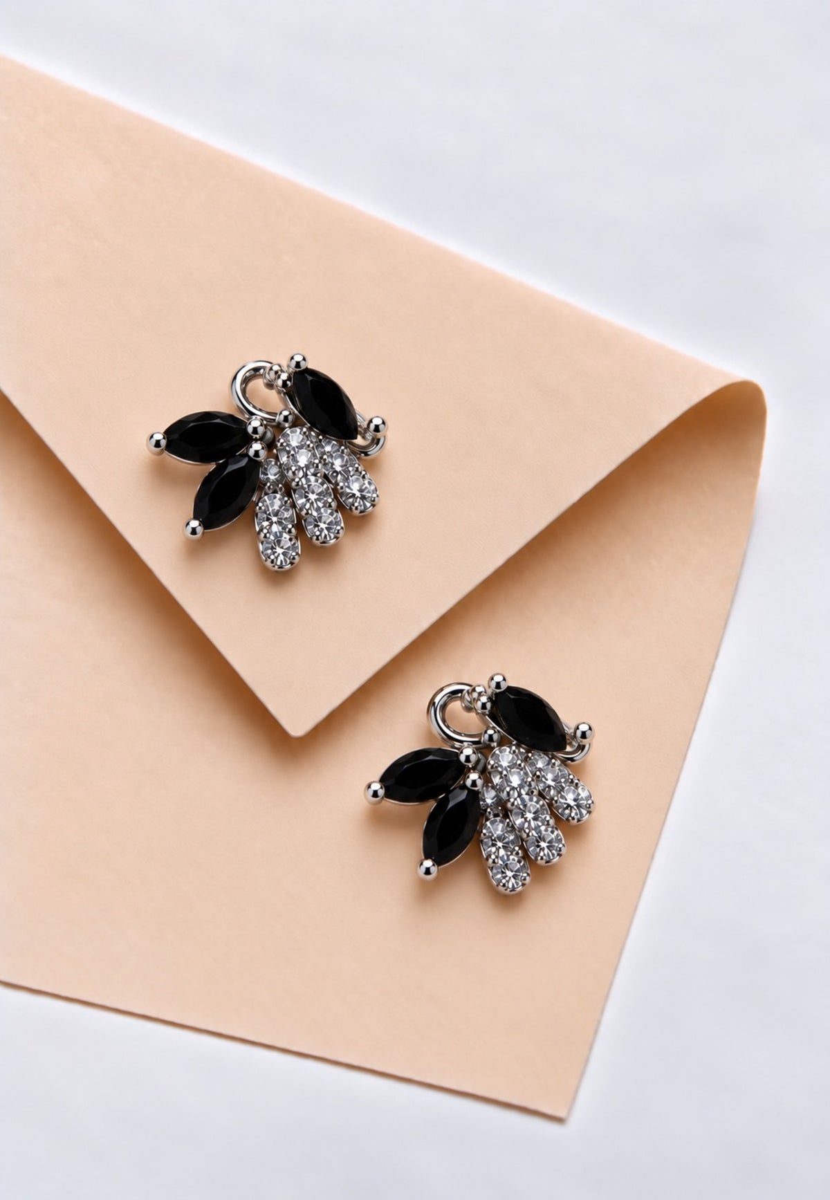 Crystal Cascade Earrings- Black