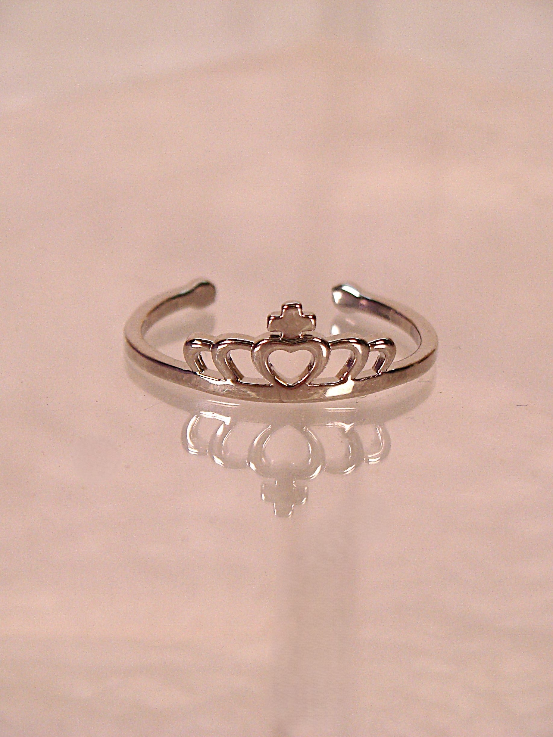 Girls Adjustable Crown Ring - Silver