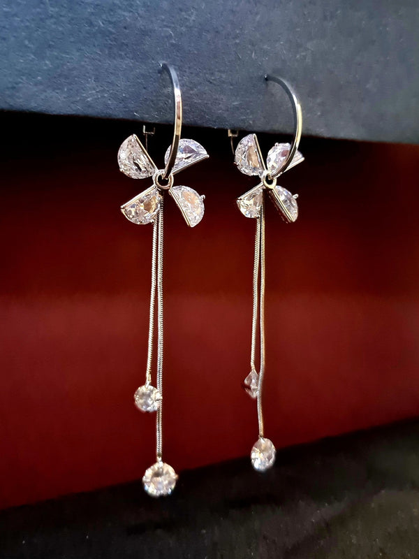 Girls Tassel Floral Drop Earrings (Sliver)