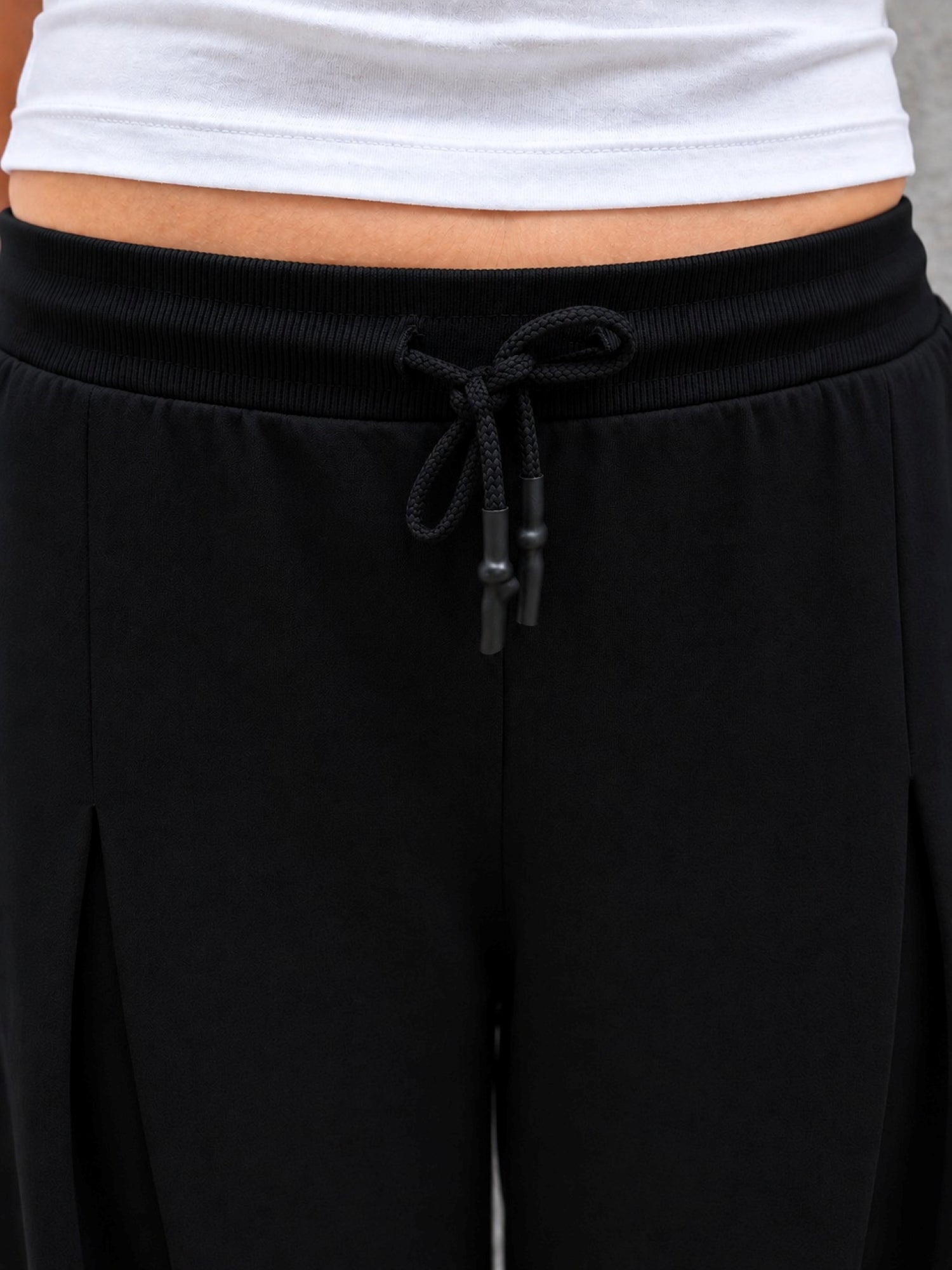 TeenTrums Girls Wide Leg Pleated Track Pants - Black