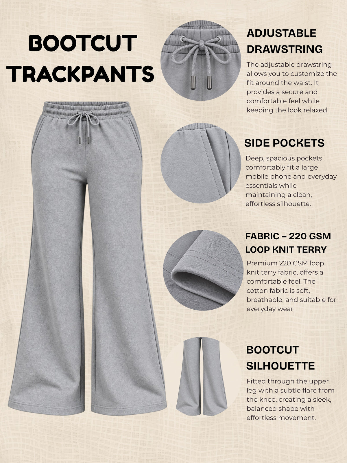 Girls Bootcut Trackpants - Grey