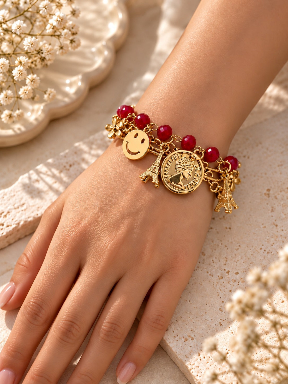 Girls Multi Layered Bracelet - Red