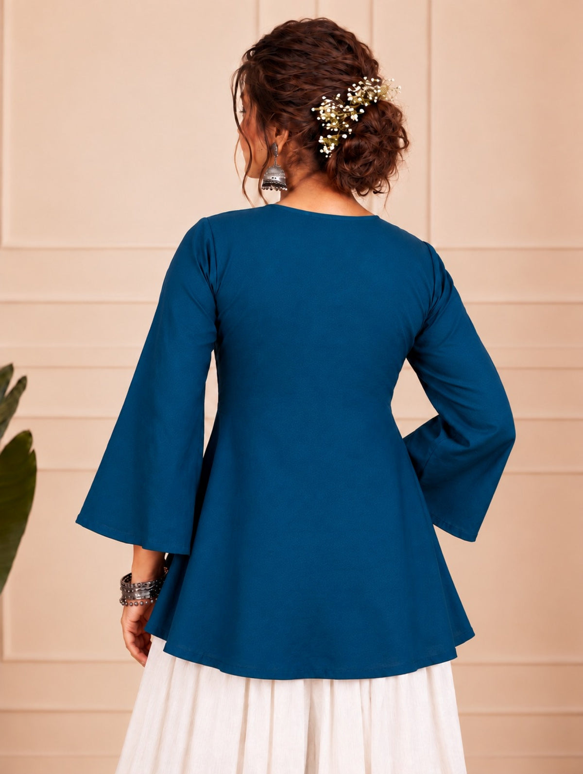 Girls Festive Short Kurti - Navy Blue