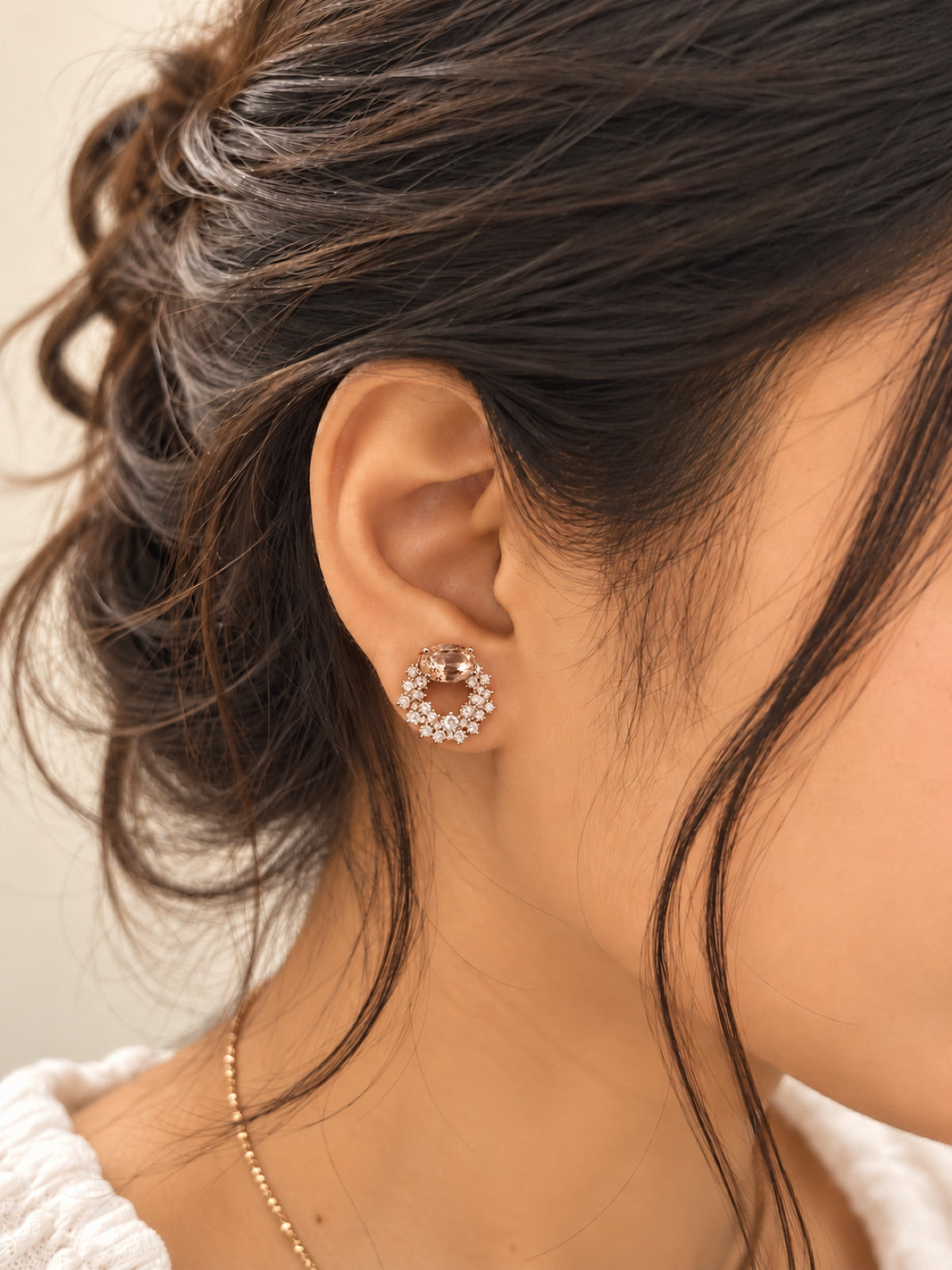 Crystal Hoop Earrings- Peach