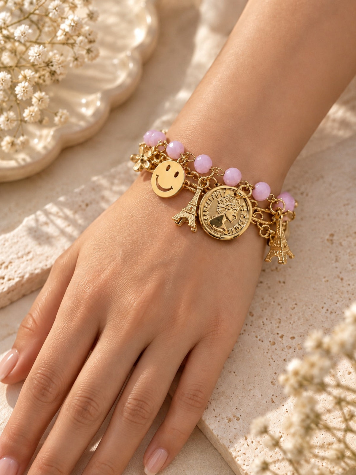 Girls Multi Layered Bracelet - Pink