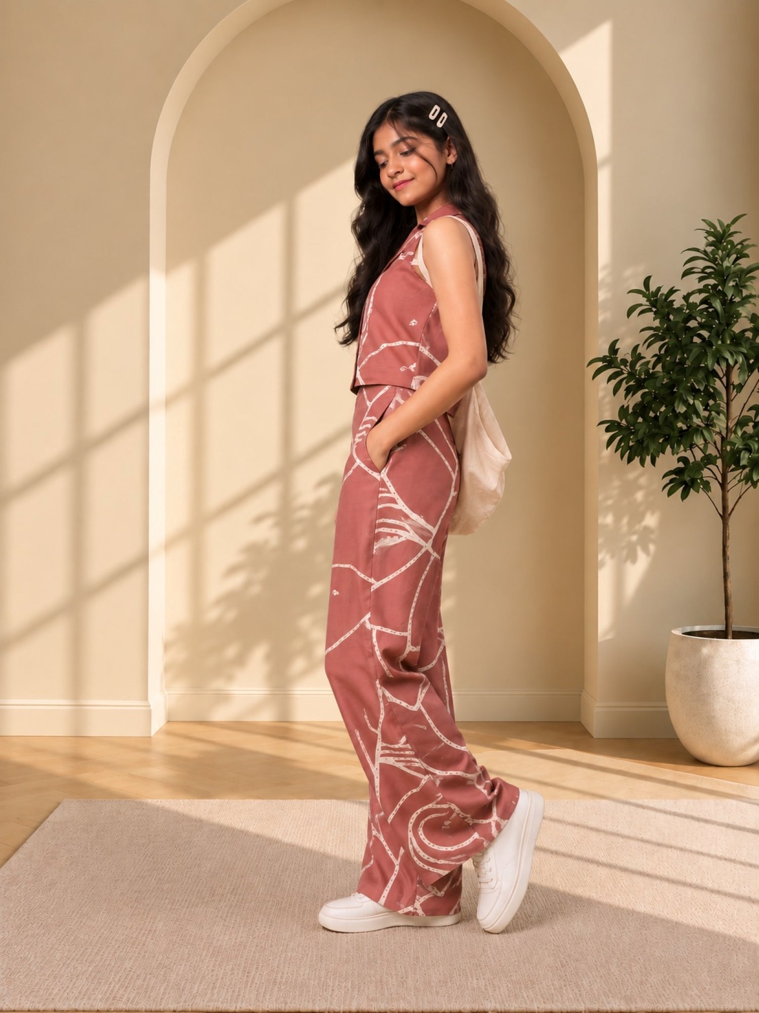 Floral Print Co-ord Set- Peach