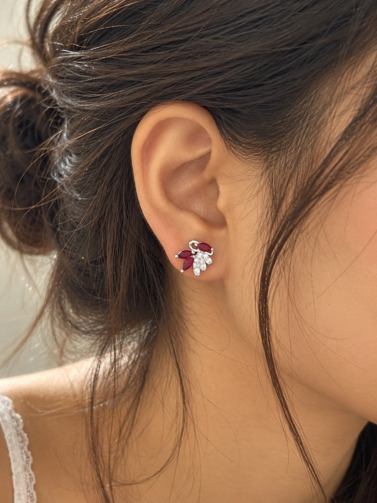 Crystal Cascade Earrings- Red
