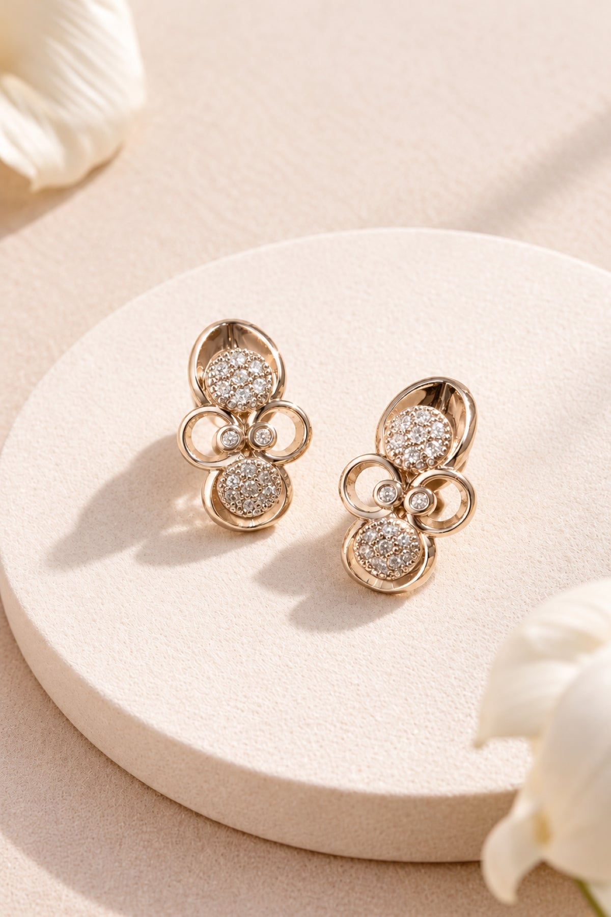 Gold Crystal Earrings- Circles