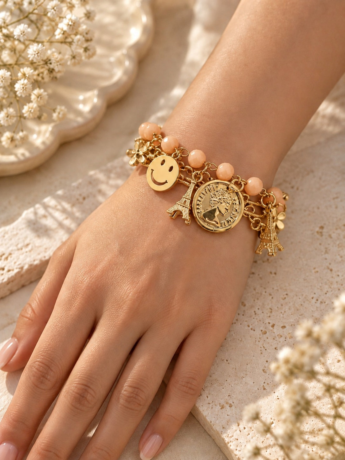 Girls Multi Layered Bracelet - Peach