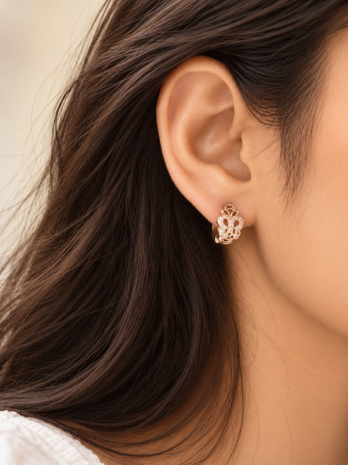 Gold Crystal Earrings- Butterfly